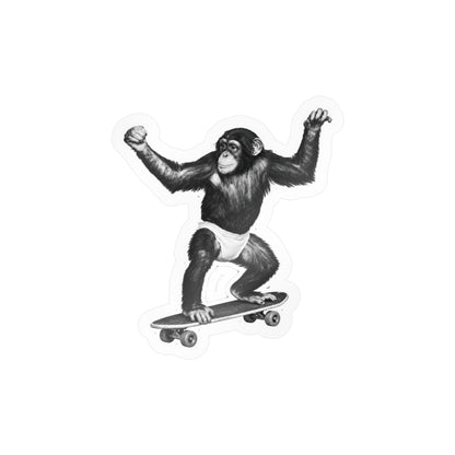 Monkey on a Skateboard Sticker | 4" x 3.5" | Funny Skate Art