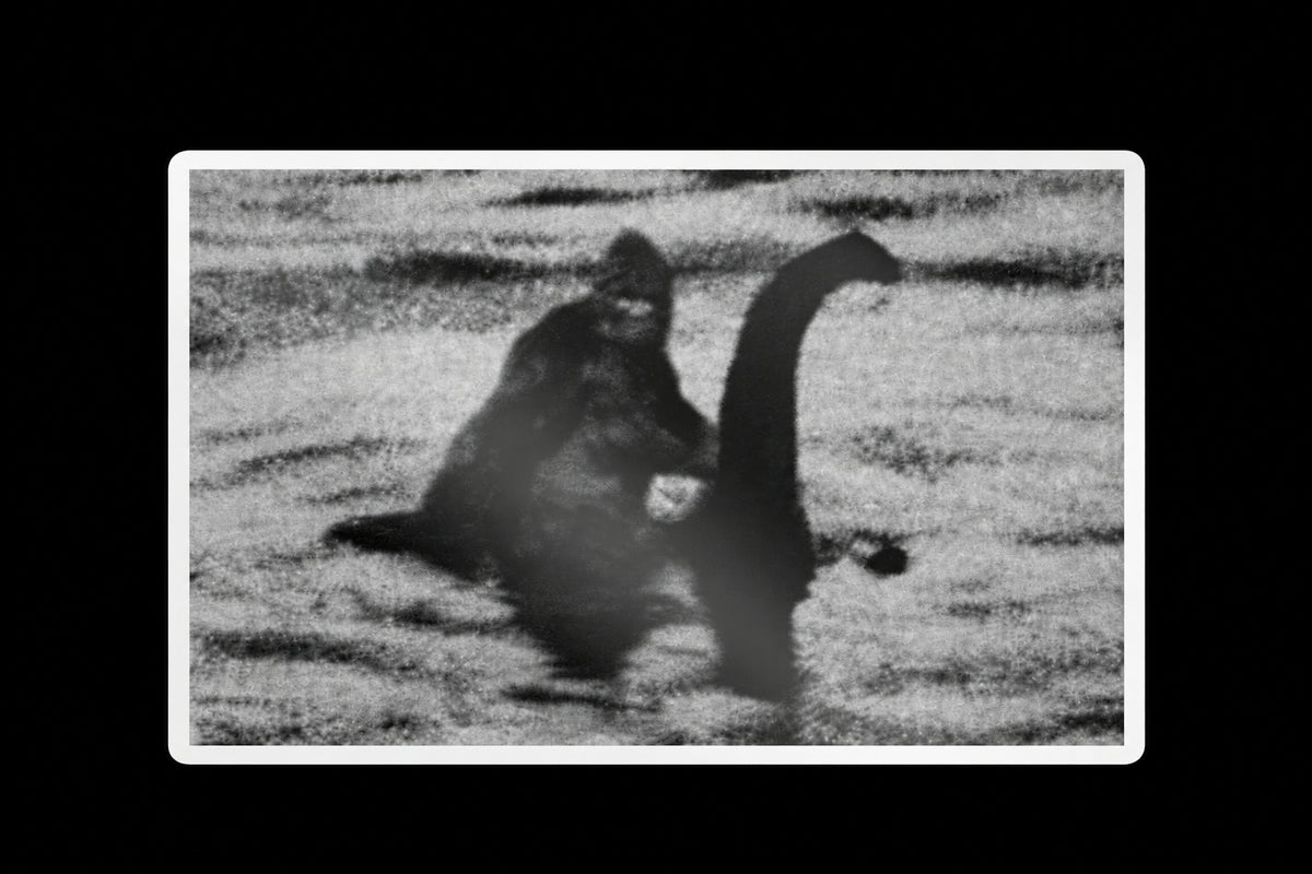 Bigfoot Riding Nessie Sticker | Glossy Kiss Cut | Cryptids | Funny