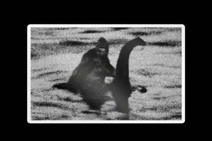 Bigfoot Riding Nessie Sticker | Glossy Kiss Cut | Cryptids | Funny