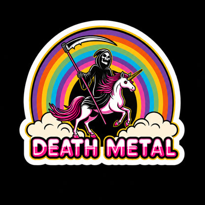 Death Metal Unicorn Sticker | Glossy Kiss Cut | Music | Metal