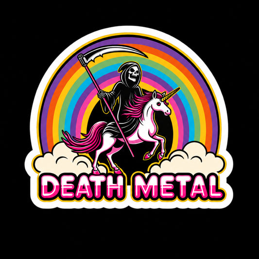 Death Metal Unicorn Sticker | Glossy Kiss Cut | Music | Metal