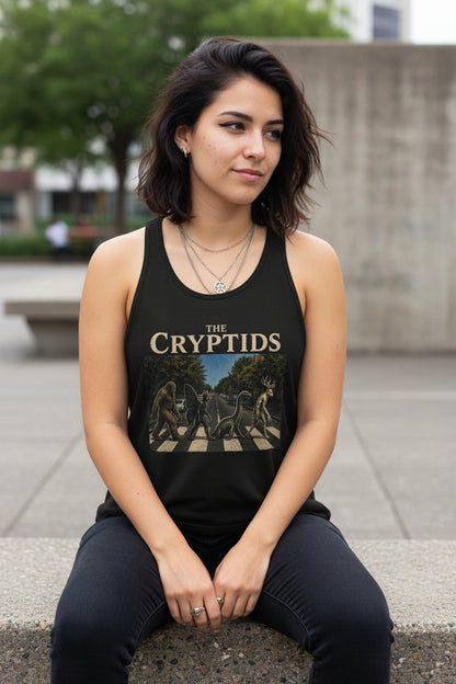 Cryptids Abbey Road | Bigfoot, Nessie, Wendigo | Ladies Racerback Tank Top