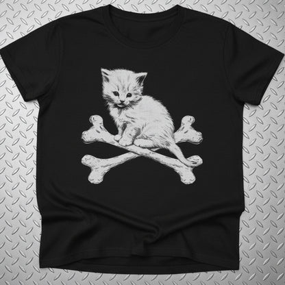 Kitten & Crossbones Shirt | Animals Cats | Goth/Gothic | Crewneck Sweatshirt