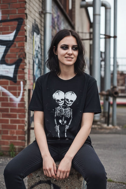T-Shirt - 2 Headed Skeleton | Punk Goth | Skulls & Skeletons | Ladies Racerback from SHIRT MONSTERS