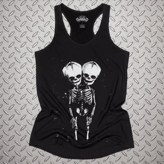 T-Shirt - 2 Headed Skeleton | Punk Goth | Skulls & Skeletons | Ladies Racerback from SHIRT MONSTERS