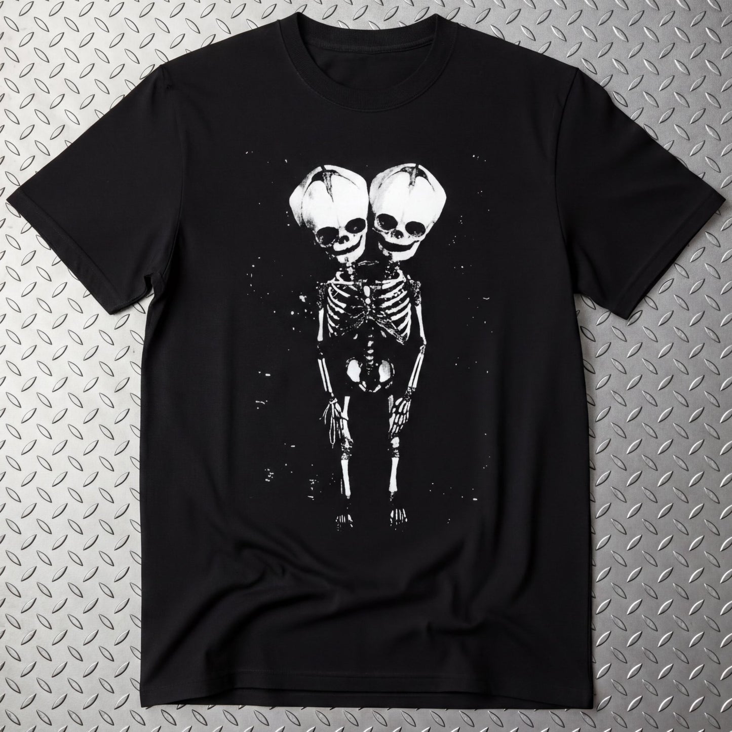 T-Shirt - 2 Headed Skeleton | Punk Goth | Skulls & Skeletons | Ladies Tee from SHIRT MONSTERS