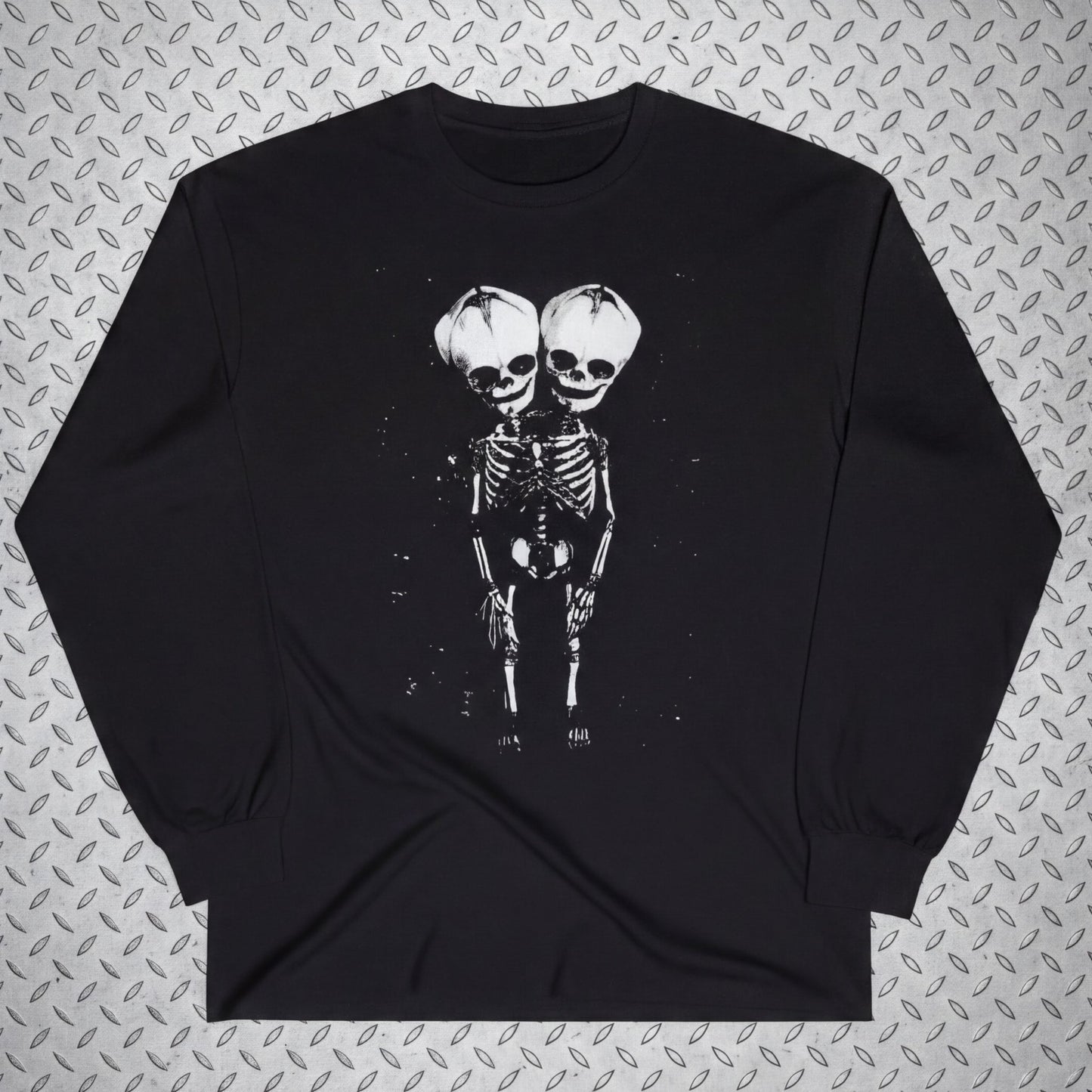 T-Shirt - 2 Headed Skeleton | Punk Goth | Skulls & Skeletons | Long Sleeve Tee from SHIRT MONSTERS