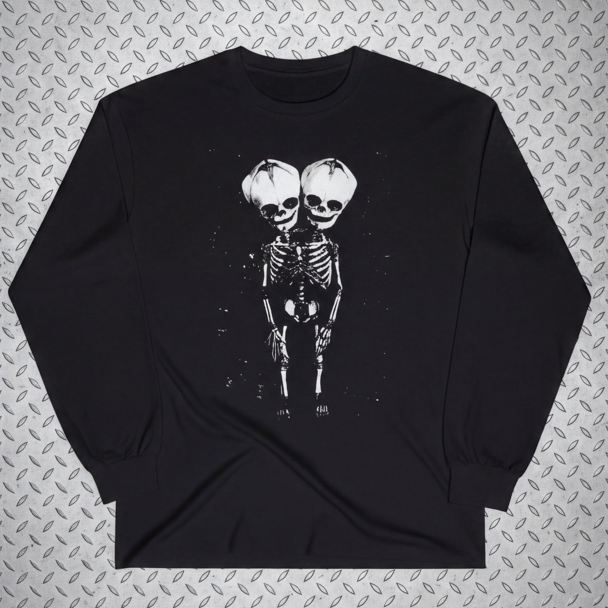 T-Shirt - 2 Headed Skeleton | Punk Goth | Skulls & Skeletons | Long Sleeve Tee from SHIRT MONSTERS
