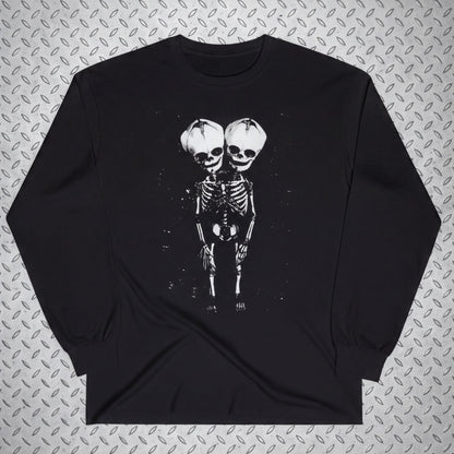 T-Shirt - 2 Headed Skeleton | Punk Goth | Skulls & Skeletons | Long Sleeve Tee from SHIRT MONSTERS