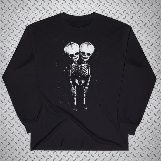 T-Shirt - 2 Headed Skeleton | Punk Goth | Skulls & Skeletons | Long Sleeve Tee from SHIRT MONSTERS