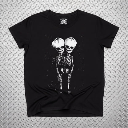 T-Shirt - 2 Headed Skeleton | Punk Goth | Skulls & Skeletons | Long Sleeve Tee from SHIRT MONSTERS