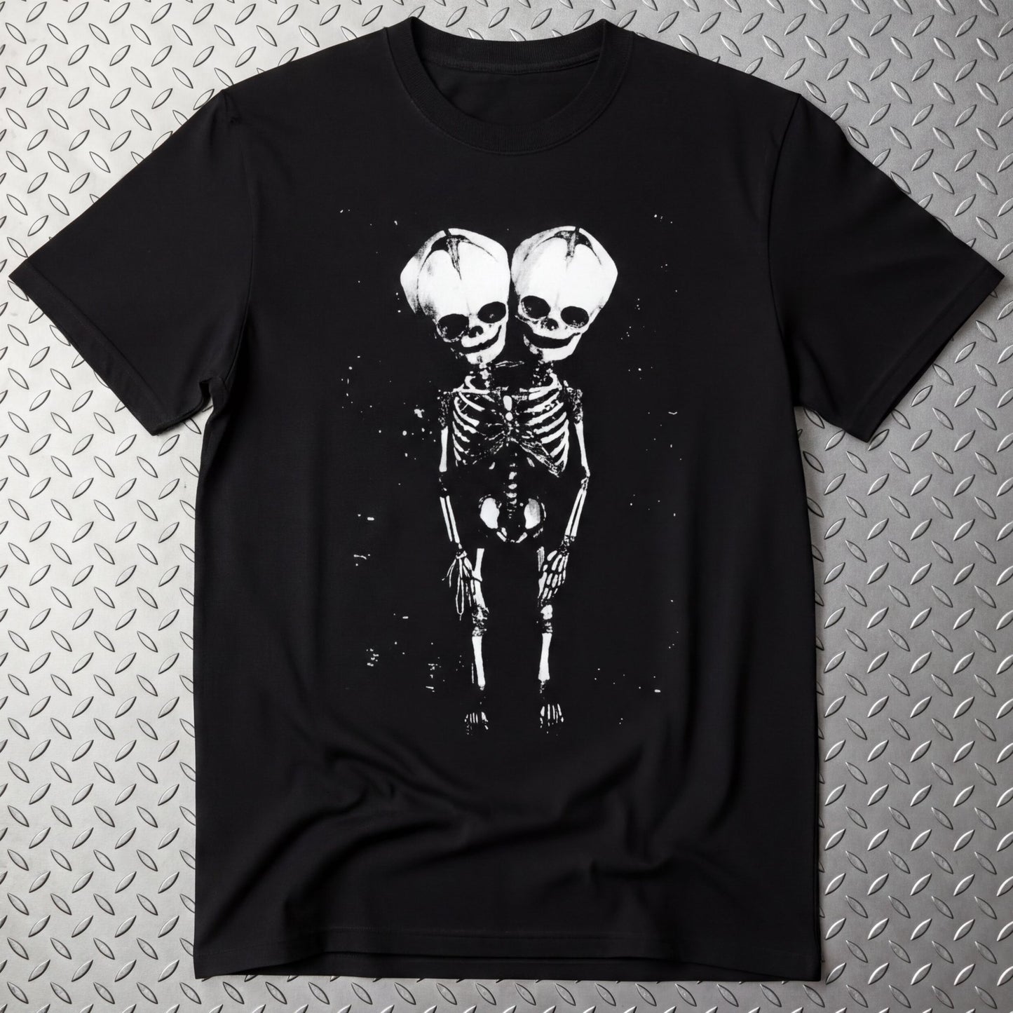 T-Shirt - 2 Headed Skeleton | Punk Goth | Skulls & Skeletons | Long Sleeve Tee from SHIRT MONSTERS