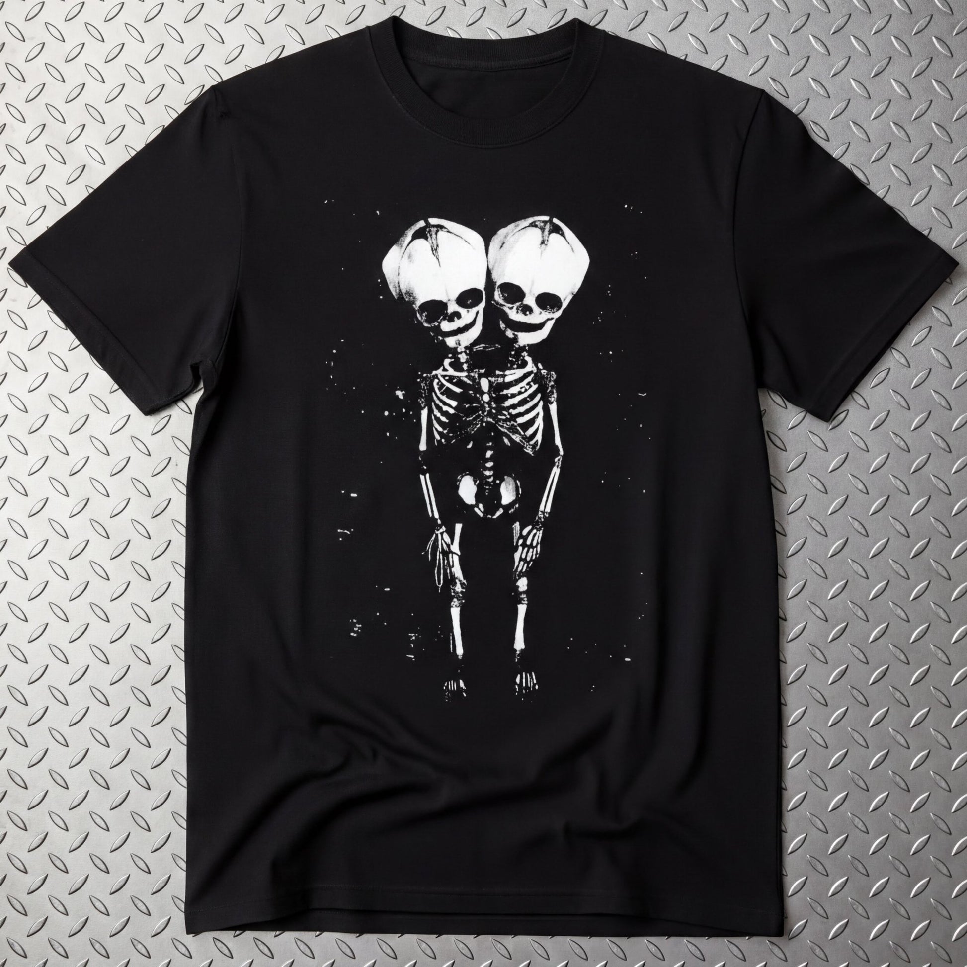 T-Shirt - 2 Headed Skeleton | Punk Goth | Skulls & Skeletons | Long Sleeve Tee from SHIRT MONSTERS
