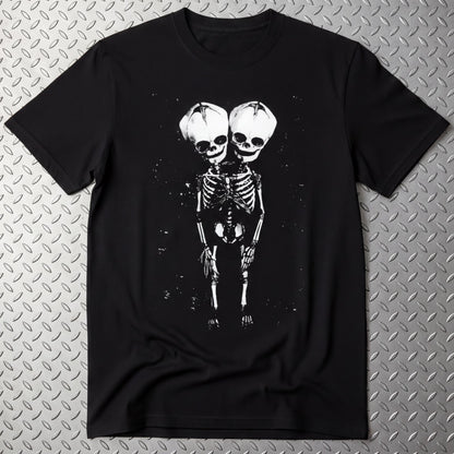 T-Shirt - 2 Headed Skeleton | Punk Goth | Skulls & Skeletons | Long Sleeve Tee from SHIRT MONSTERS