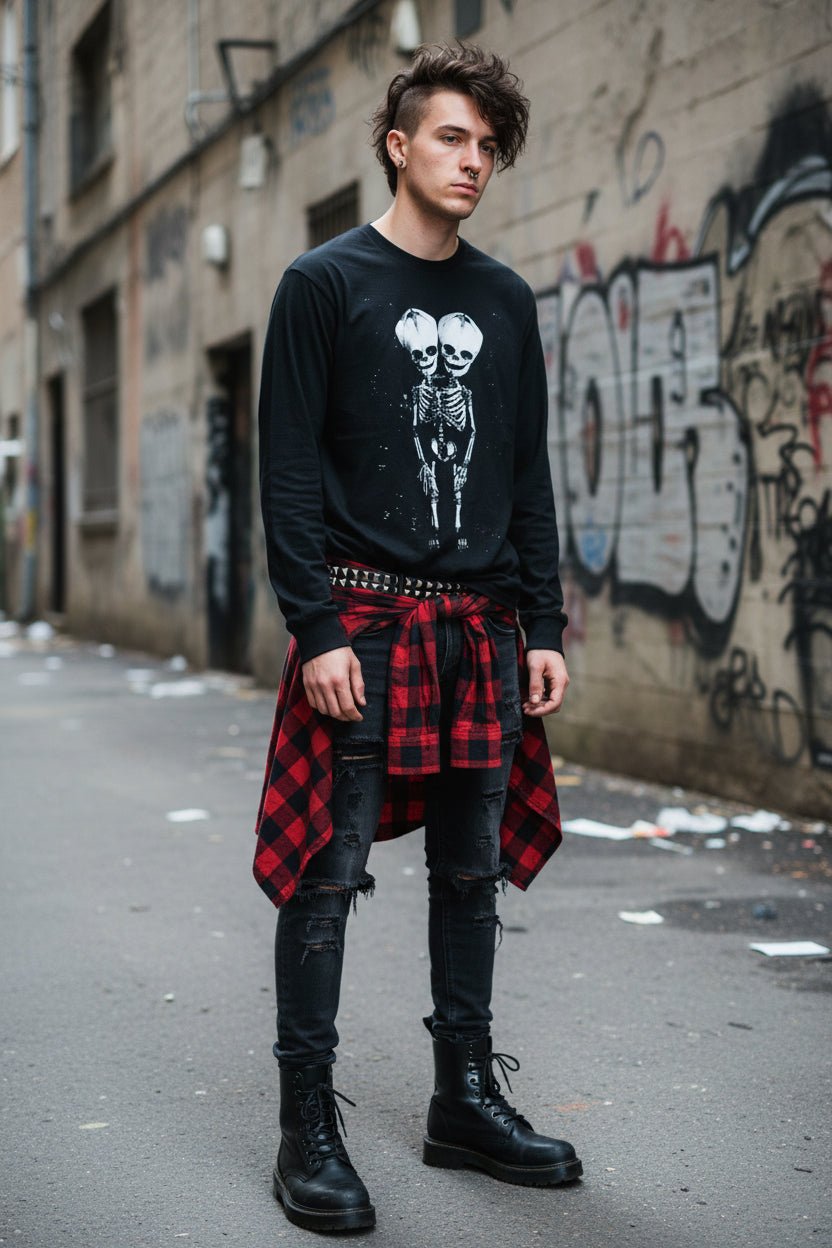 T-Shirt - 2 Headed Skeleton | Punk Goth | Skulls & Skeletons | Pullover Hoodie (2 Sided) from SHIRT MONSTERS