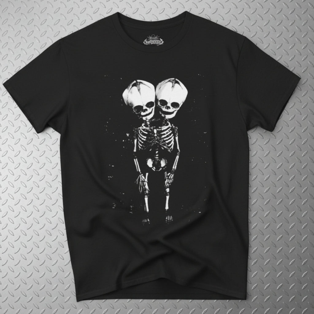 T-Shirt - 2 Headed Skeleton | Punk Goth | Skulls & Skeletons | Pullover Hoodie (2 Sided) from SHIRT MONSTERS