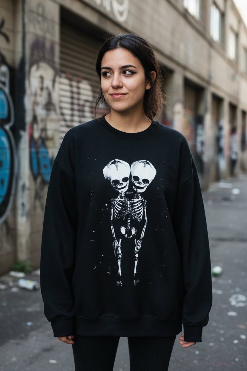 T-Shirt - 2 Headed Skeleton | Punk Goth | Skulls & Skeletons | Pullover Hoodie (2 Sided) from SHIRT MONSTERS