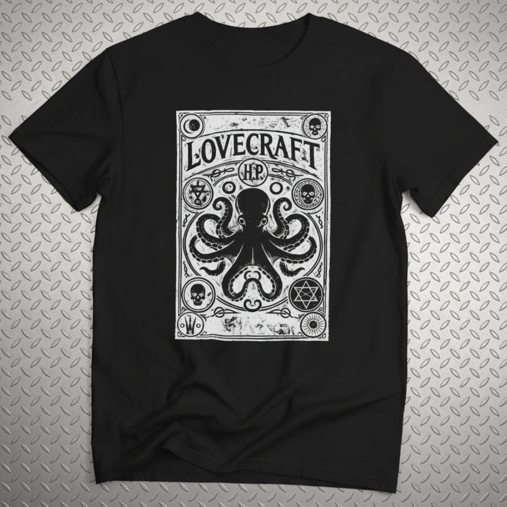 HP Lovecraft Tarot Card Shirt | Unisex Heavy Cotton - Gildan 5000 | Books, Horror, Retro & Vintage | Goth/Gothic