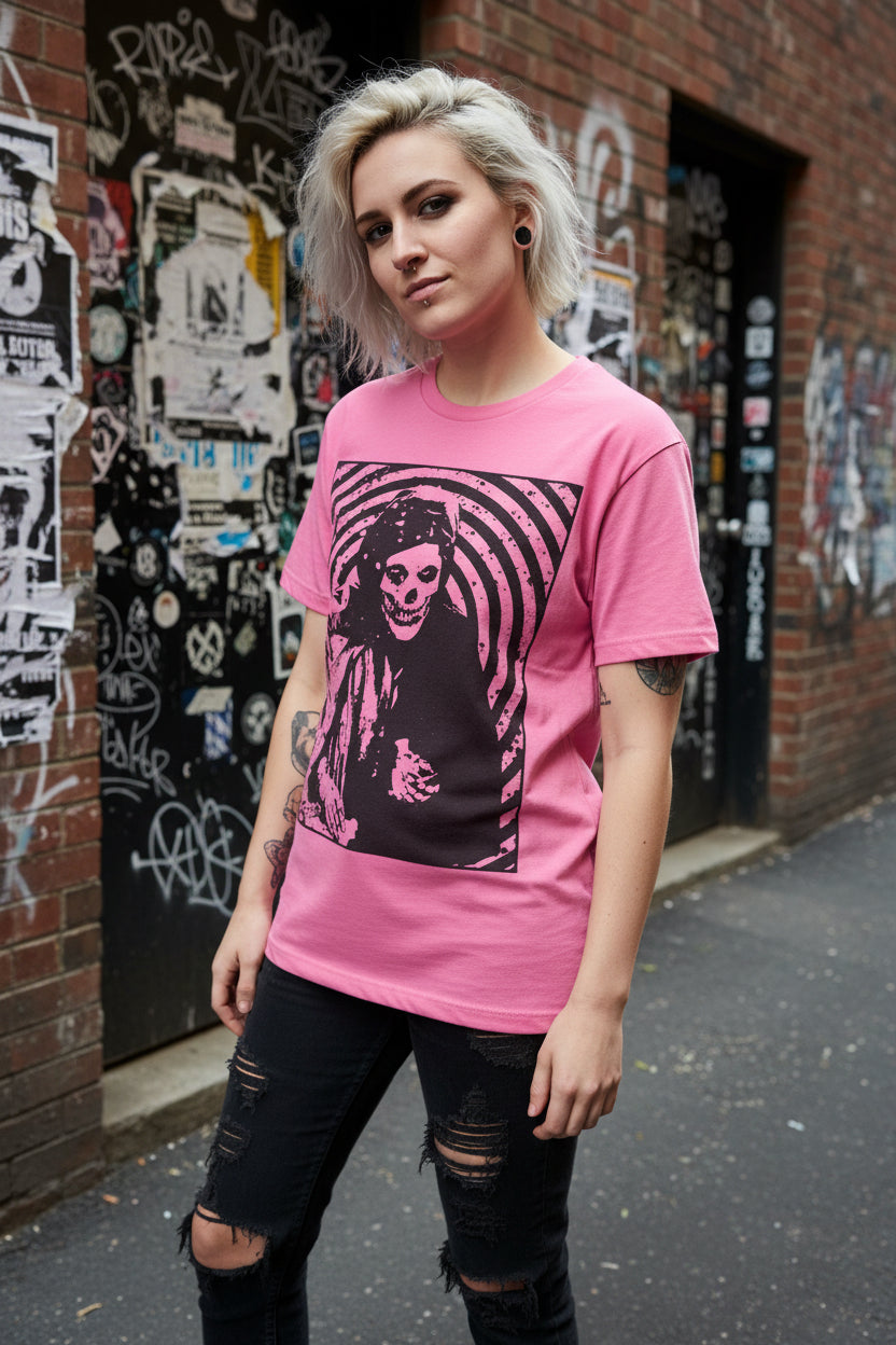 Crimson Ghost Hypnotic Shirt | Horror, Skulls & Skeletons Punk | Fitted Tee