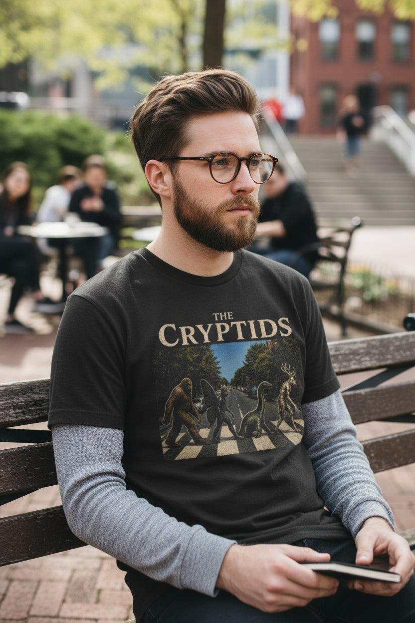 Cryptids Abbey Road Shirt | Unisex Heavy Cotton Gildan 5000 | Cryptids, Bigfoot, Mothman | Retro & Vintage