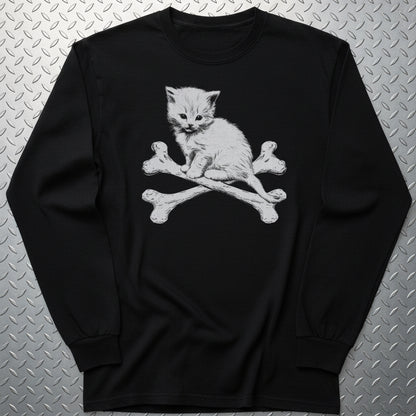 Kitten & Crossbones Shirt | Animals Cats | Goth/Gothic | Crewneck Sweatshirt