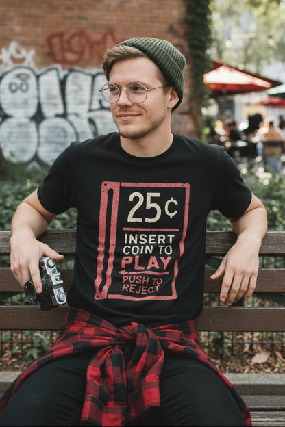 T-Shirt - 25¢ Coin Insert | Unisex T-shirt | Gamer | Retro & Vintage from Crypto Zoo Tees