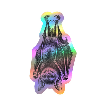 Upside-Down Bat Sticker | Gothic Engraving Art 5.5" x 3"