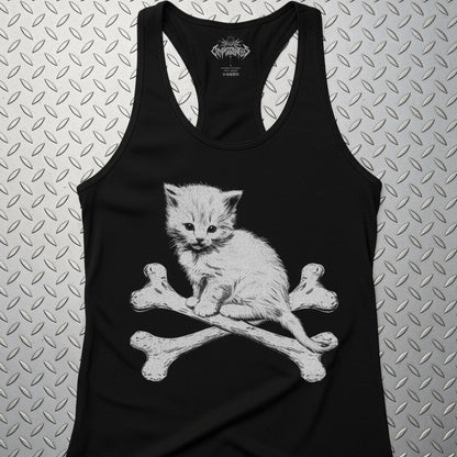 Kitten & Crossbones Shirt | Animals Cats | Goth/Gothic | Crewneck Sweatshirt