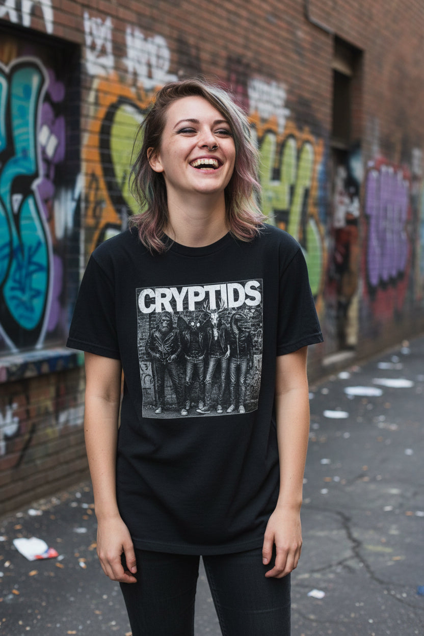 Cryptids Punk Shirt | Gildan 5000 | Cryptids, Mothman, Bigfoot | Punk