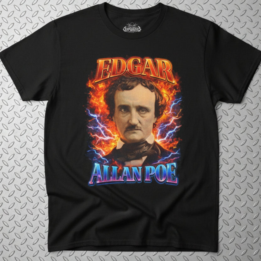 Edgar Allan Poe Funny 90s Mall Shirt | Unisex Heavy Cotton - Gildan 5000 | Books, Funny, Retro & Vintage | Goth/Gothic