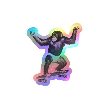 Monkey on a Skateboard Sticker | 4" x 3.5" | Funny Skate Art