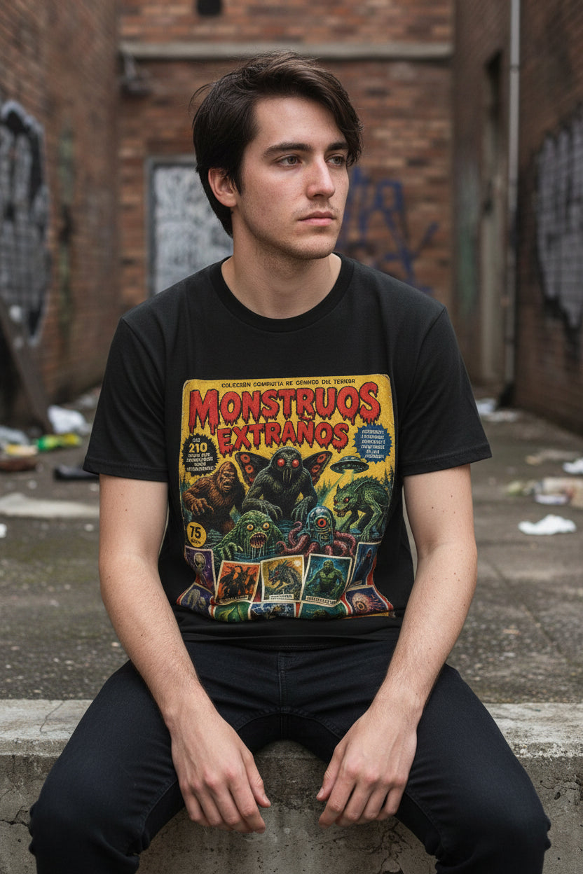 Monstruos Extraños Shirt | Gildan 5000 | Cryptids, Horror | Retro & Vintage