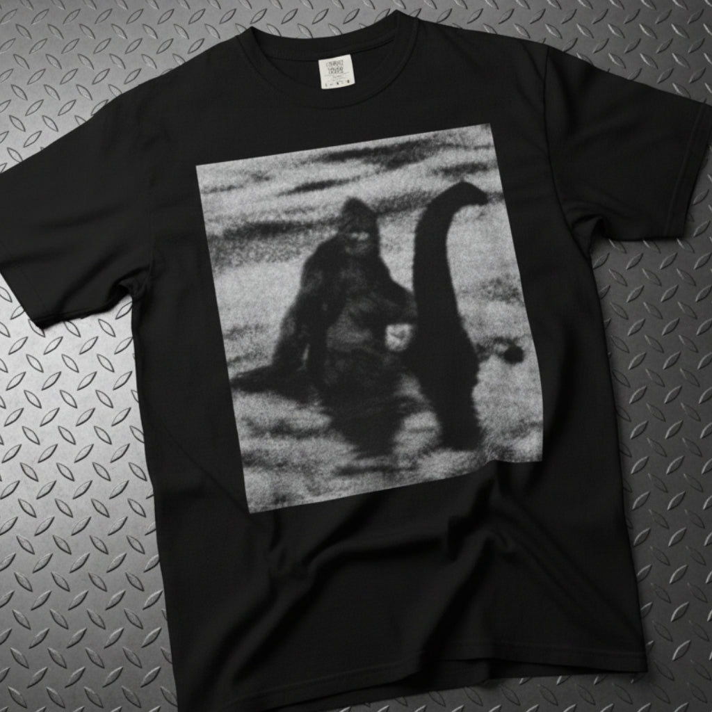 Bigfoot Riding Nessie Shirt | Comfort Colors 1717 | Bigfoot, Cryptids | Retro & Vintage