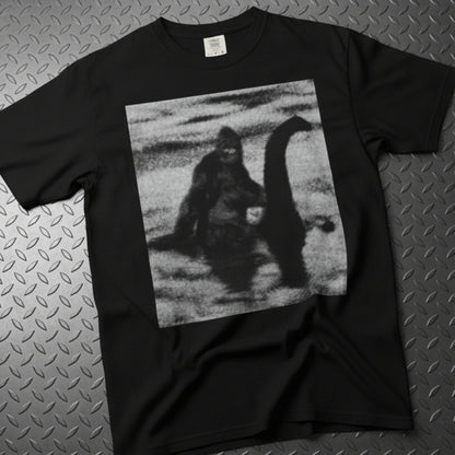 Bigfoot Riding Nessie Shirt | Comfort Colors 1717 | Bigfoot, Cryptids | Retro & Vintage