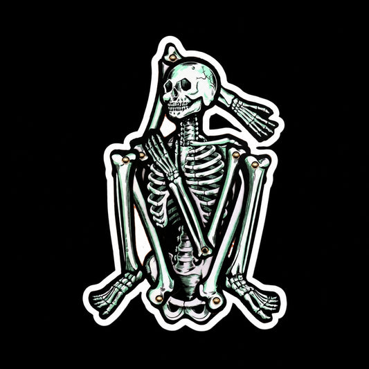 Vintage Skeleton Halloween Decor Sticker | Glossy Kiss Cut | Skulls & Skeletons