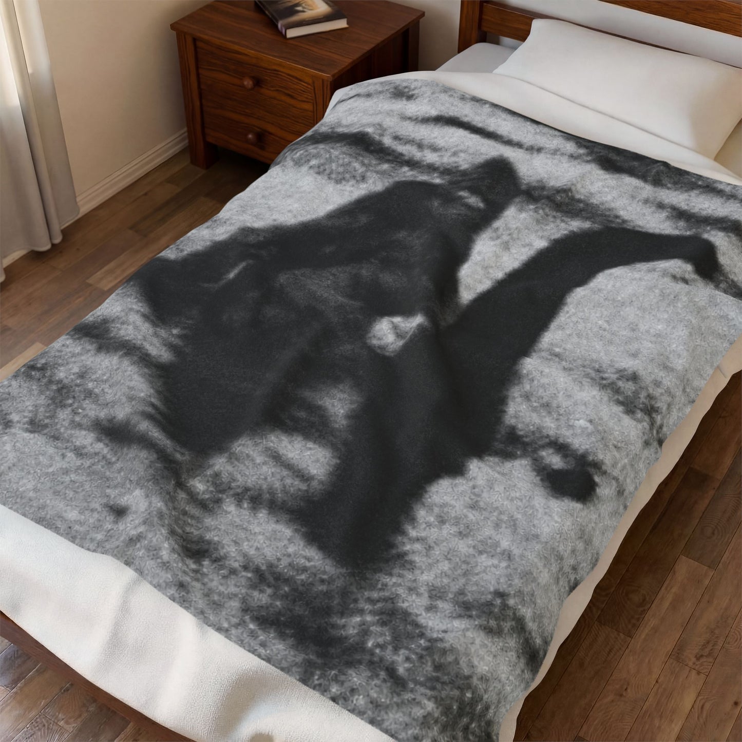 Bigfoot Riding Nessie Blanket | Woven, Fleece & Velveteen | Bigfoot | Retro & Vintage | Home Decor