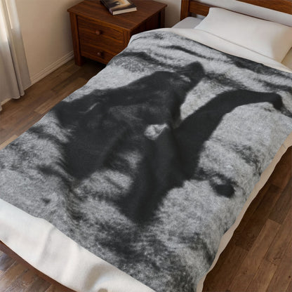 Bigfoot Riding Nessie Blanket | Woven, Fleece & Velveteen | Bigfoot | Retro & Vintage | Home Decor