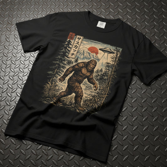 Japanese Bigfoot UFO Shirt | Comfort Colors 1717 | Bigfoot, Alien & UFO | Retro & Vintage