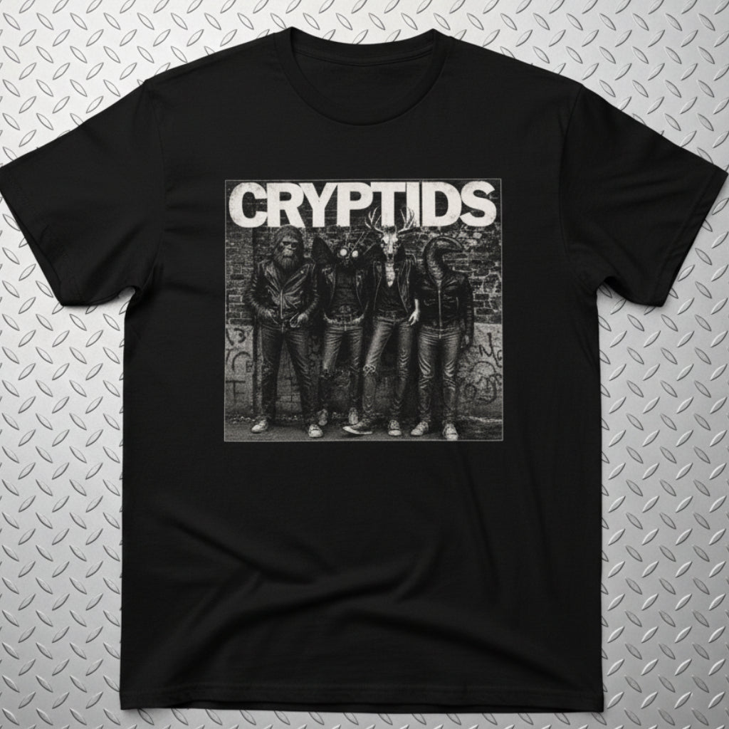 Cryptids Punk Shirt | Gildan 5000 | Cryptids, Mothman, Bigfoot | Punk
