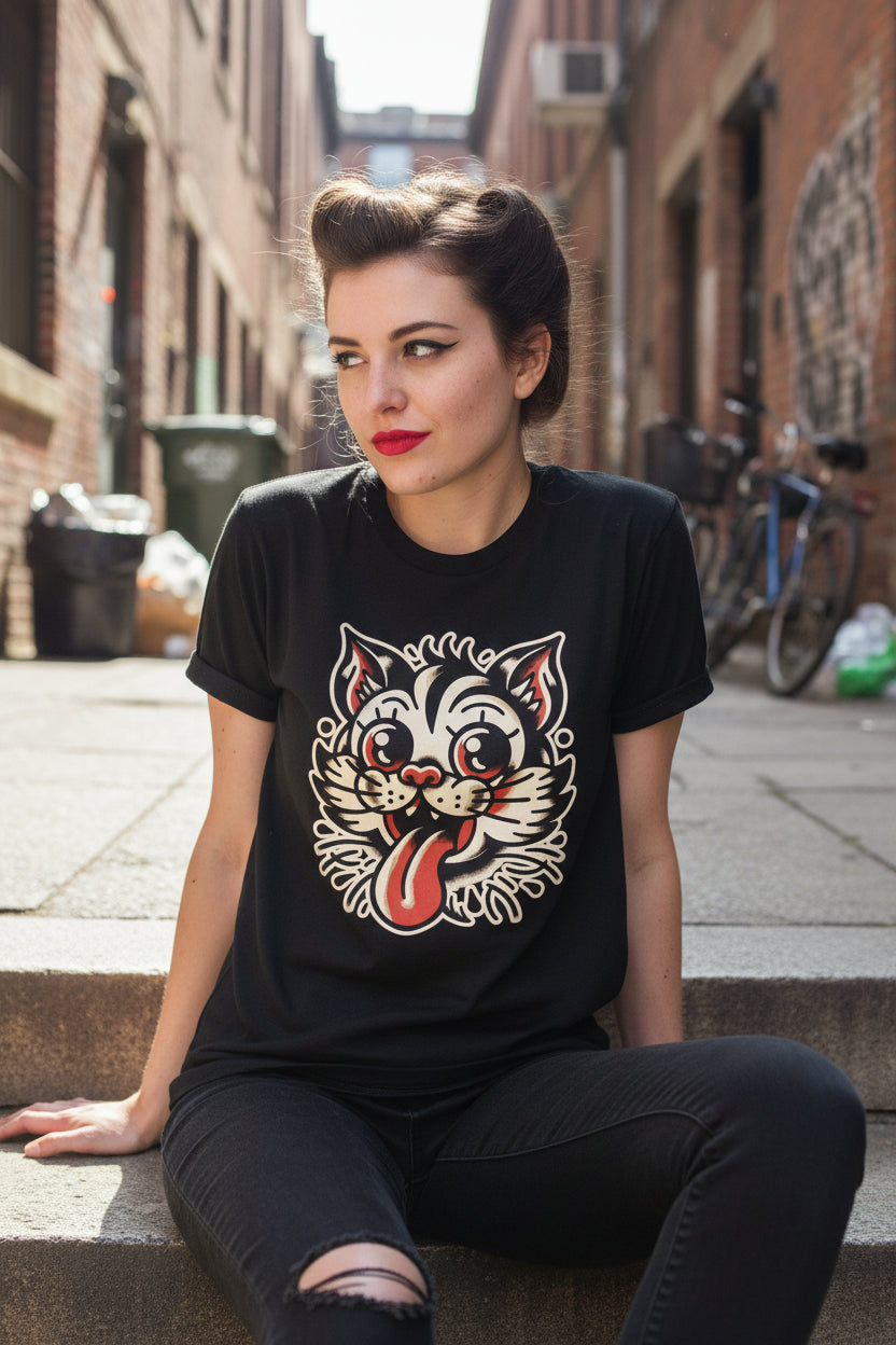 Rockabilly Cat Shirt | Cats, Retro & Vintage | Light Fitted - Unisex Bella+Canvas 3001 | Rockabilly