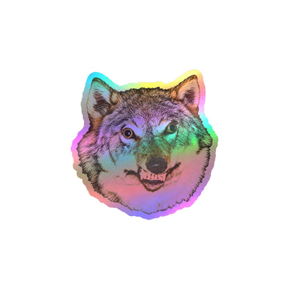 Creepy Grinning Wolf Sticker | 3.5" | Taxidermy Meme