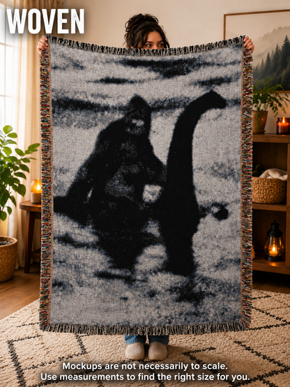 Bigfoot Riding Nessie Blanket | Woven, Fleece & Velveteen | Bigfoot | Retro & Vintage | Home Decor