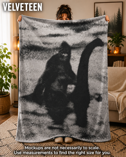 Bigfoot Riding Nessie Blanket | Woven, Fleece & Velveteen | Bigfoot | Retro & Vintage | Home Decor