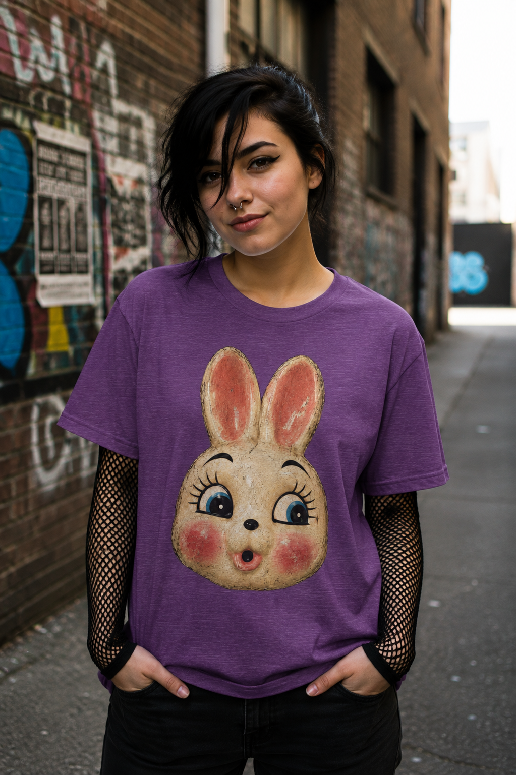 Vintage Bunny Mask Shirt | Halloween | Goth/Gothic | T-Shirt
