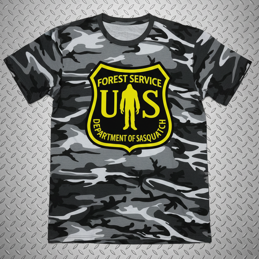 Camo Bigfoot National Park Shirt | Unisex Port Authority Underground Threads Tee | Bigfoot, Retro & Vintage
