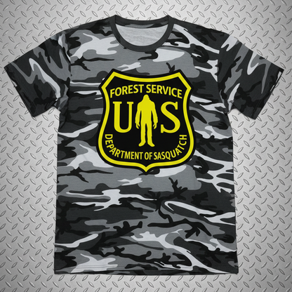 Camo Bigfoot National Park Shirt | Unisex Port Authority Underground Threads Tee | Bigfoot, Retro & Vintage