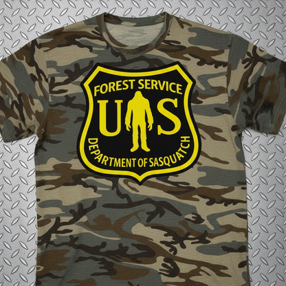 Camo Bigfoot National Park Shirt | Unisex Port Authority Underground Threads Tee | Bigfoot, Retro & Vintage