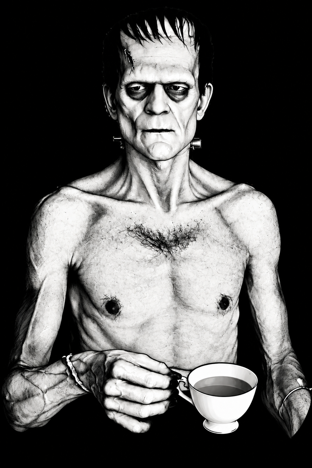 Frankenstein's Monster Tea Sticker | 4.5" x 3.6" | Horror