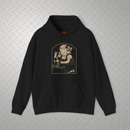 Metal Vinyl Girl Record Player | Graphic Apparel | Music | Metal | T-shirt