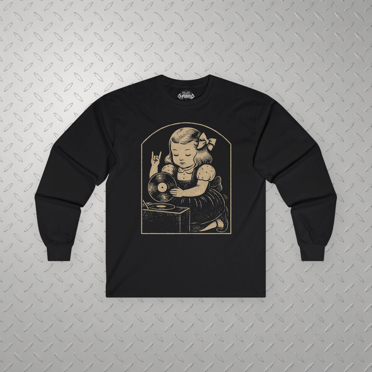 Metal Vinyl Girl Record Player | Graphic Apparel | Music | Metal | T-shirt